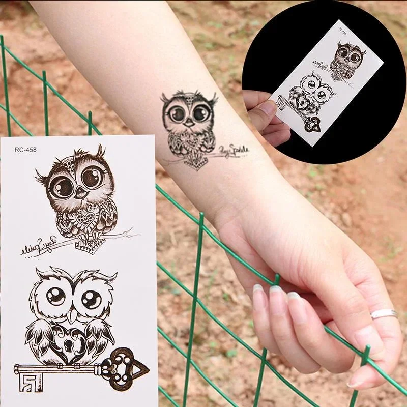 2022 New Fashion 10pcs Sheet Waterproof Temporary Owl Tattoo Stickers Removable for Leg Body