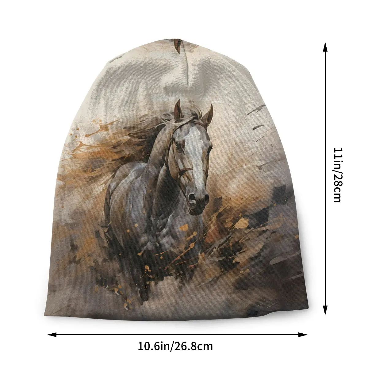 Hand Drawn Black Horse Galloping Horses Spring Autumn Soft Hats Bonnet Sport Pullover Breathable Fitness Turban Warm Running