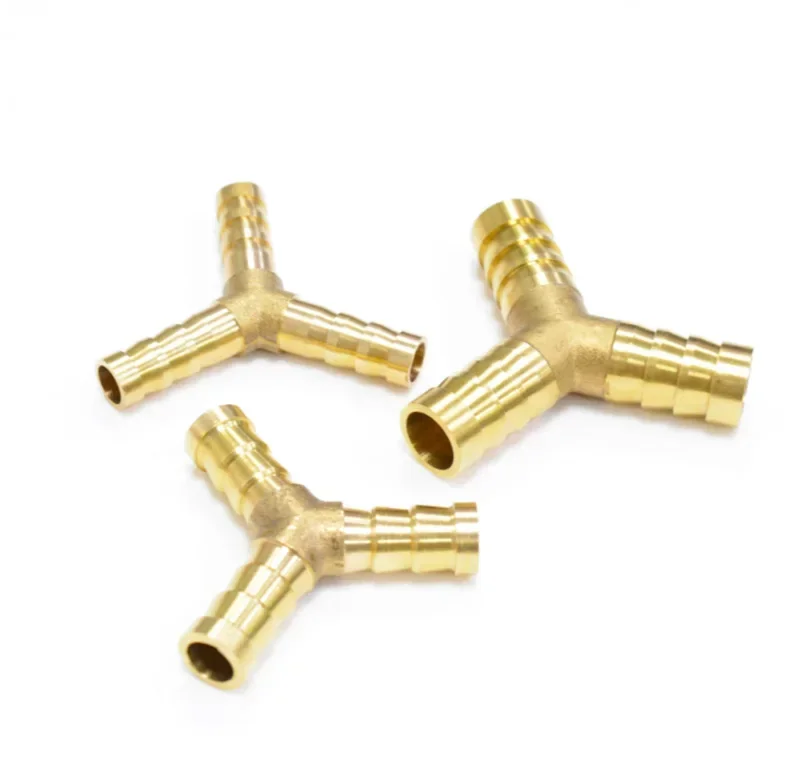 2pcs Tee Socket Hose Barb Forge Gas 6mm 8mm 10mm 12 16 Pipe Fitting Y 3 Way  Connector Joint Coupler Adapter Water Oil Brass