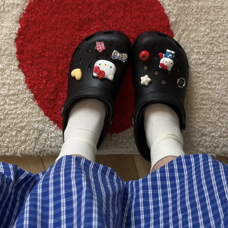 

Набор из 8 штук: милые украшения для обуви Hello Kitty в виде томатов, сердечек, клетчатых и звездных пуговиц — декор для сабо, сандалий, подарки для девочек