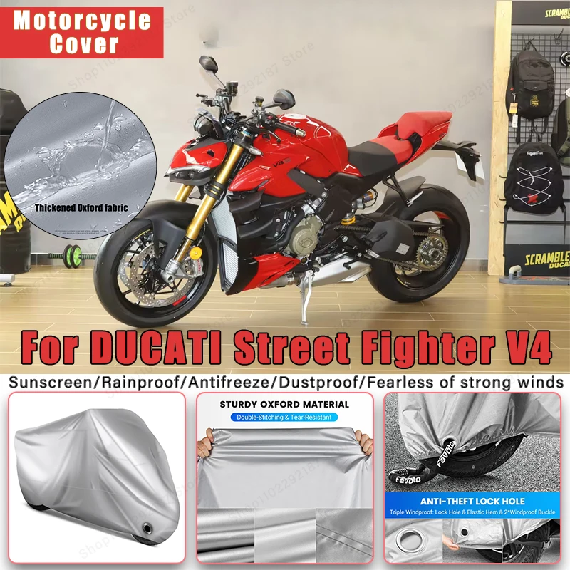 For DUCATI Street Fighter V4 No Ear Motorcycle Cover - Outdoor Full Body Protection, Waterproof Dustproof Sunscreen Accessories
