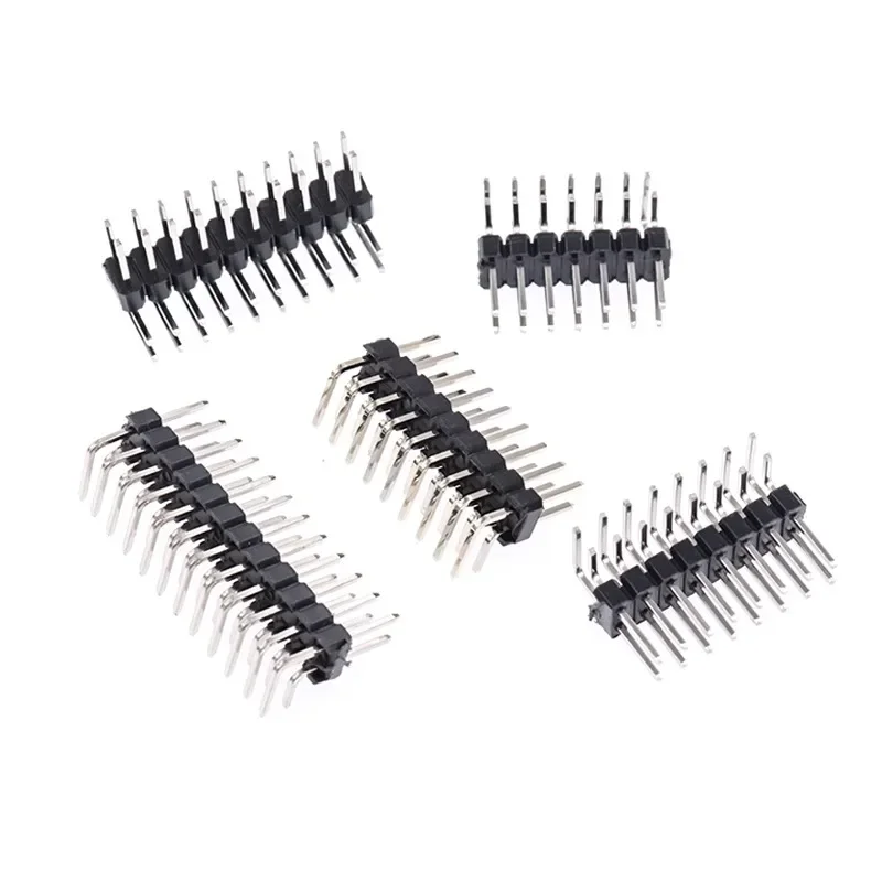 500pcs 2.54mm Right-angle Double Row Male Pin Header Connector 2/3/4/5/6/8/10/12/20/40 Pin Length Iron Copper Gold Plated Pin