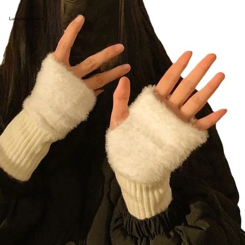 

Soft Gloves for Teens Gloves Winter Warm Gloves Half Finger Warm Gloves