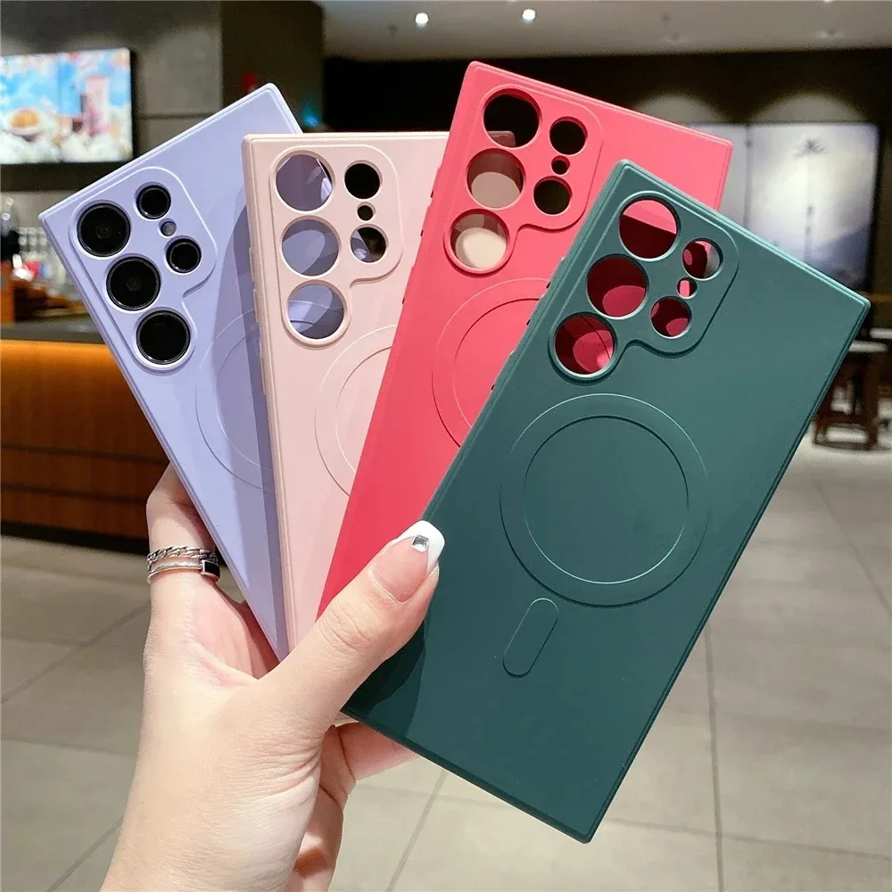 Flüssiges Silikon Original Magnetische Hülle für Samsung S25 S24 Ultra S23 FE S22 S21 Plus A16 A36 A56 A06 A15 A35 A55 Telefonabdeckung