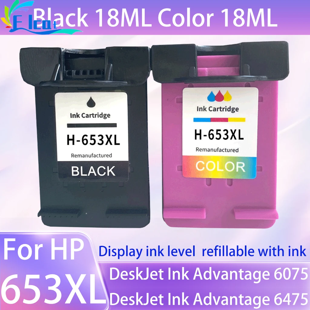 

Remanufactured For HP 653XL Ink Cartridge For HP653 653XL Cartridge For HP DeskJet Ink Advantage 6075 6475 Printer Ink Cartridge