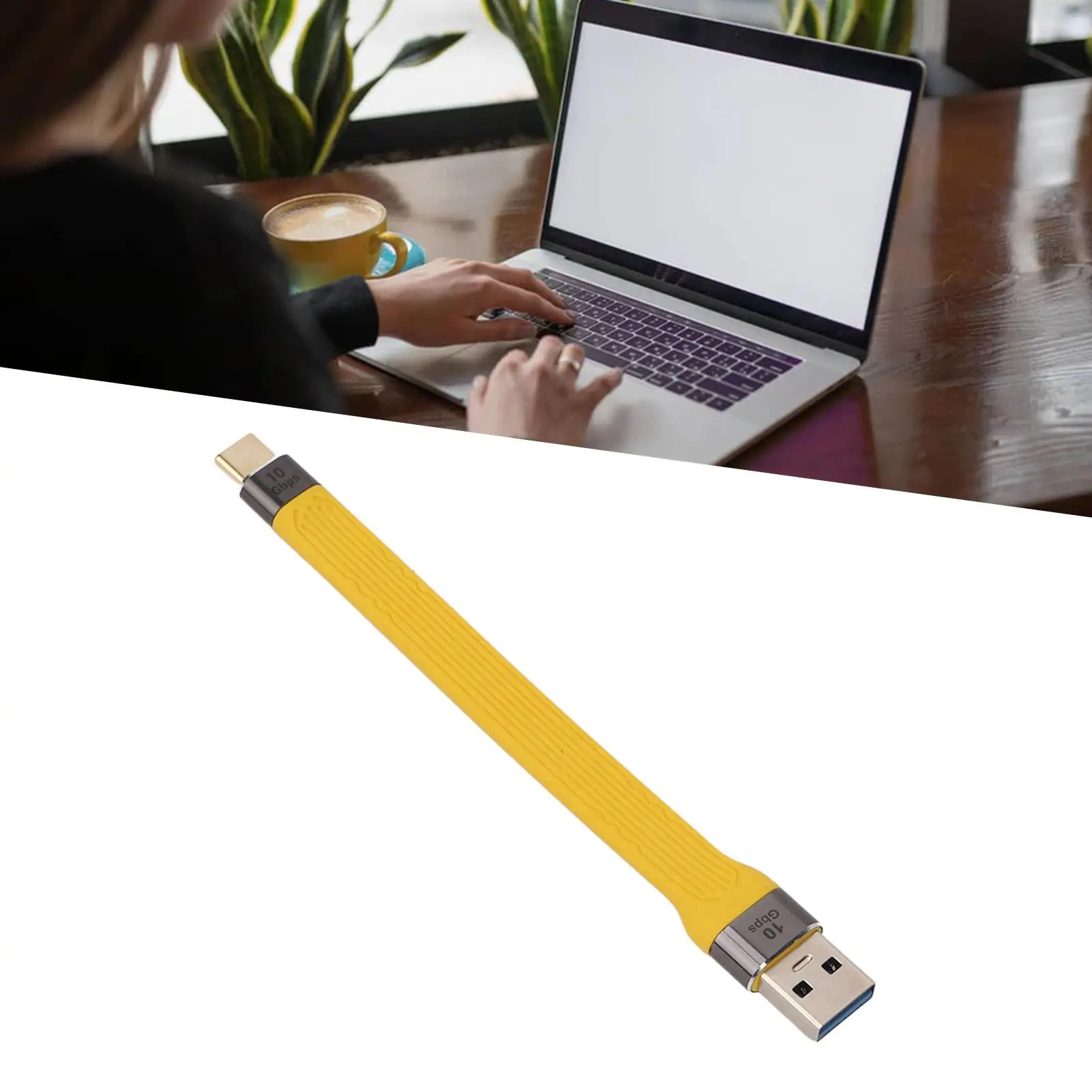 Short USB A to Type C Flexible Cable 100W 5A Fast Charging 10Gbps PD Portable FPC Charger