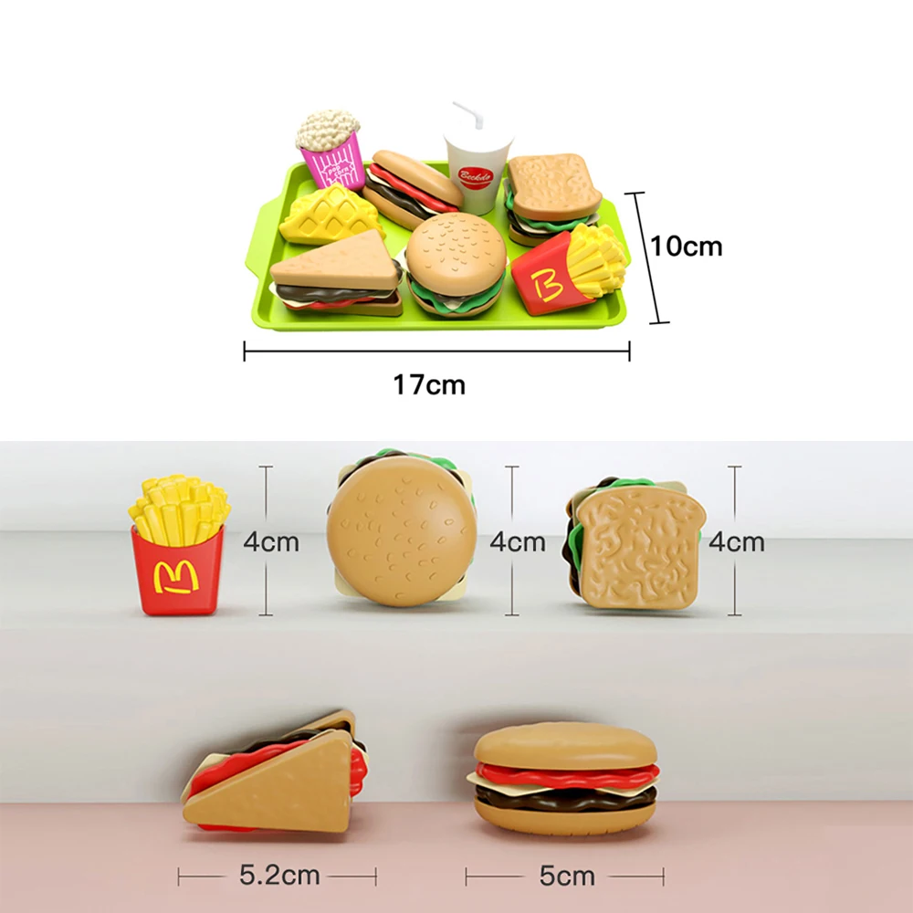 ミニシミュレーションフードキッチンおもちゃ-女の子向け-サンドイッチフライドポテトバーガー組み立てゲーム-子供用ハンバーガーごっこ遊びクッキングおもちゃセット