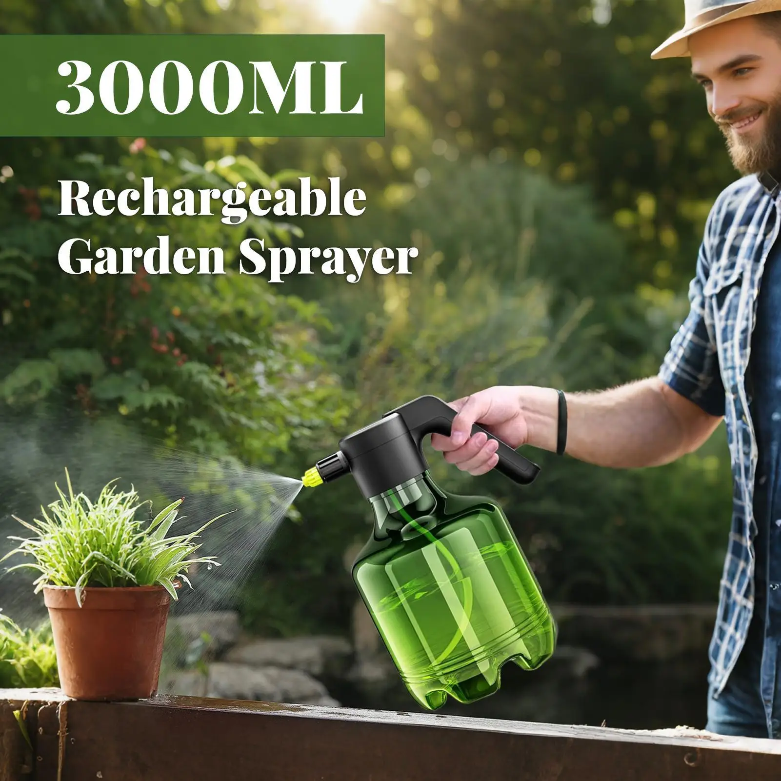 

Battery Powered Sprayer Yard Sprayer Battery Powered Rechargeable 3000ml 1500mAh Adjustable Mister Bottle Washer For Yard Fence