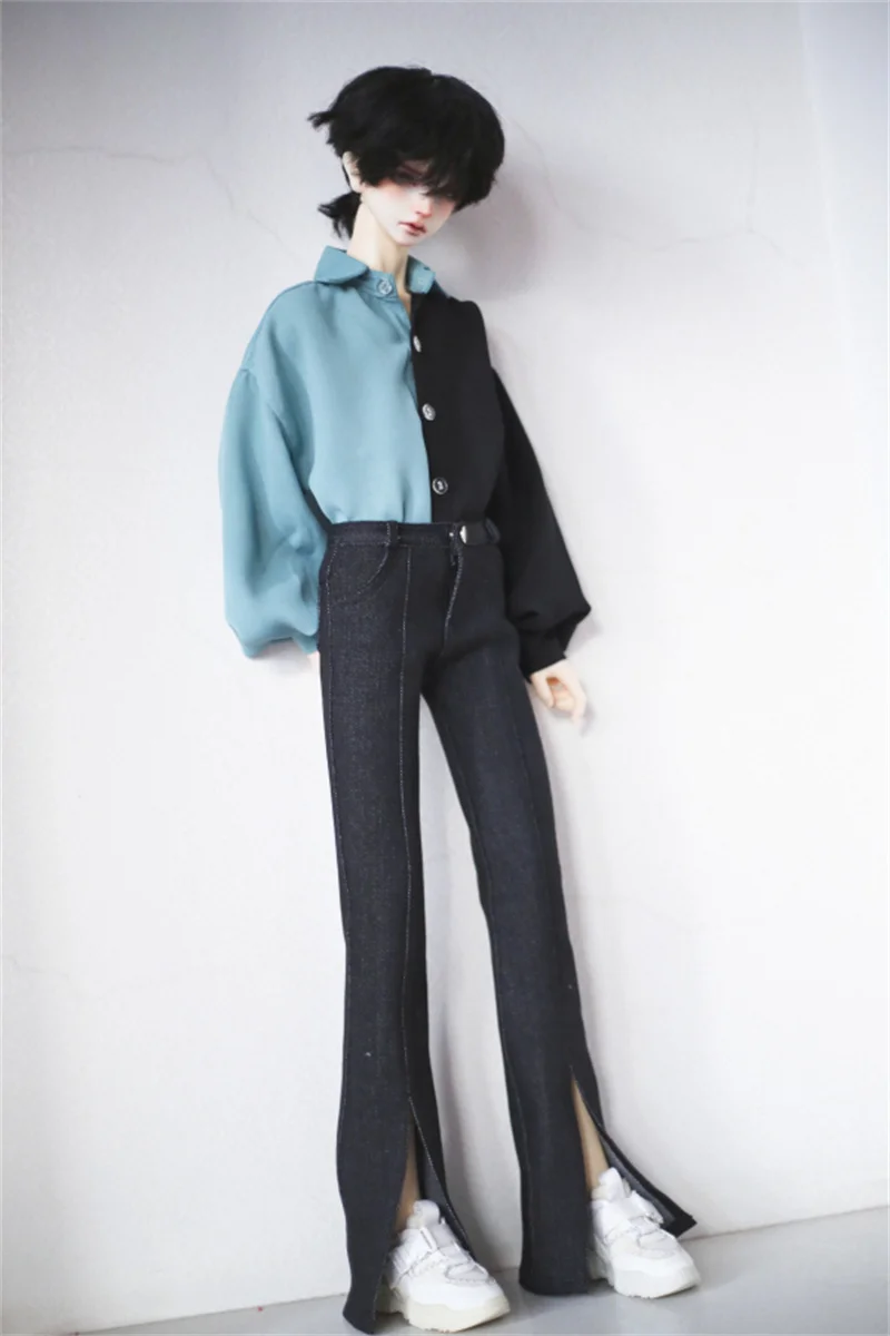 [High Quality] 1/3 1/4 Chiffon Linen Lantern Sleeve Shirt Retro Denim Split Elastic Flared Pants for ID75 POPO68 Uncle SD10 Toys