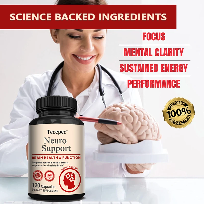 Brain & Nerve Support Capsules, Multi-Nutrient Complex for Cognitive & Nervous System Wellness, Antioxidant, 30/60/120 Counts