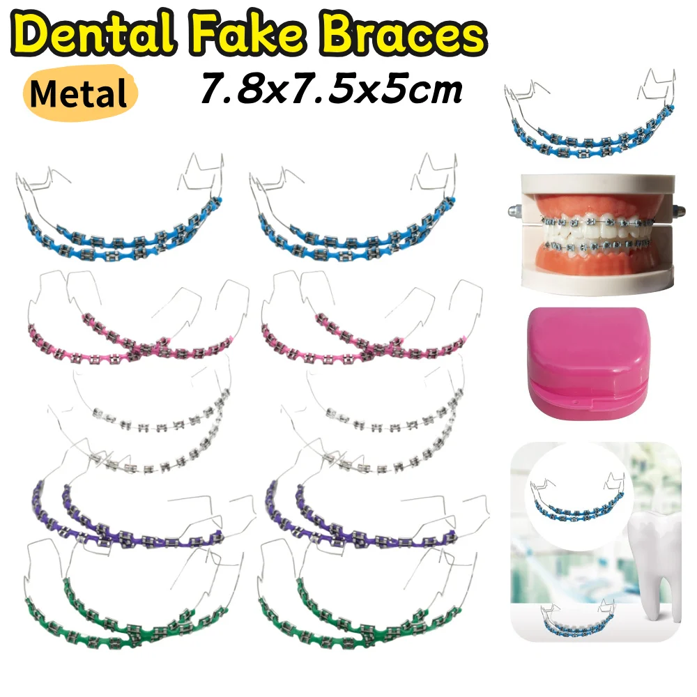 

Temporary Tooth Decoration Dental Fake Braces with Metal Wires & Bracket Orthodontic Braces with Ligature Ties Dental Metal