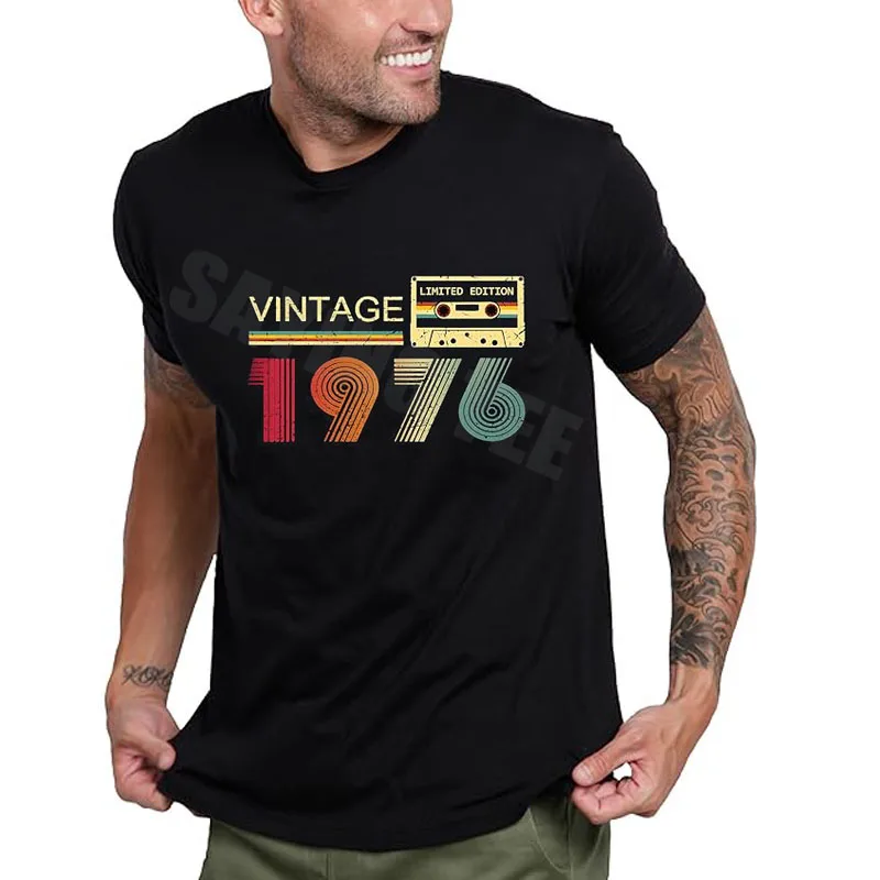 Vintage 1976 T-Shirts für Männer, 50. Geburtstag, originelle Geschenke für Papa, Vatertag, Ehemann, geboren im Jahr 1976, tolles Spruch-T-Shirt, Kurzarm – Detail 9