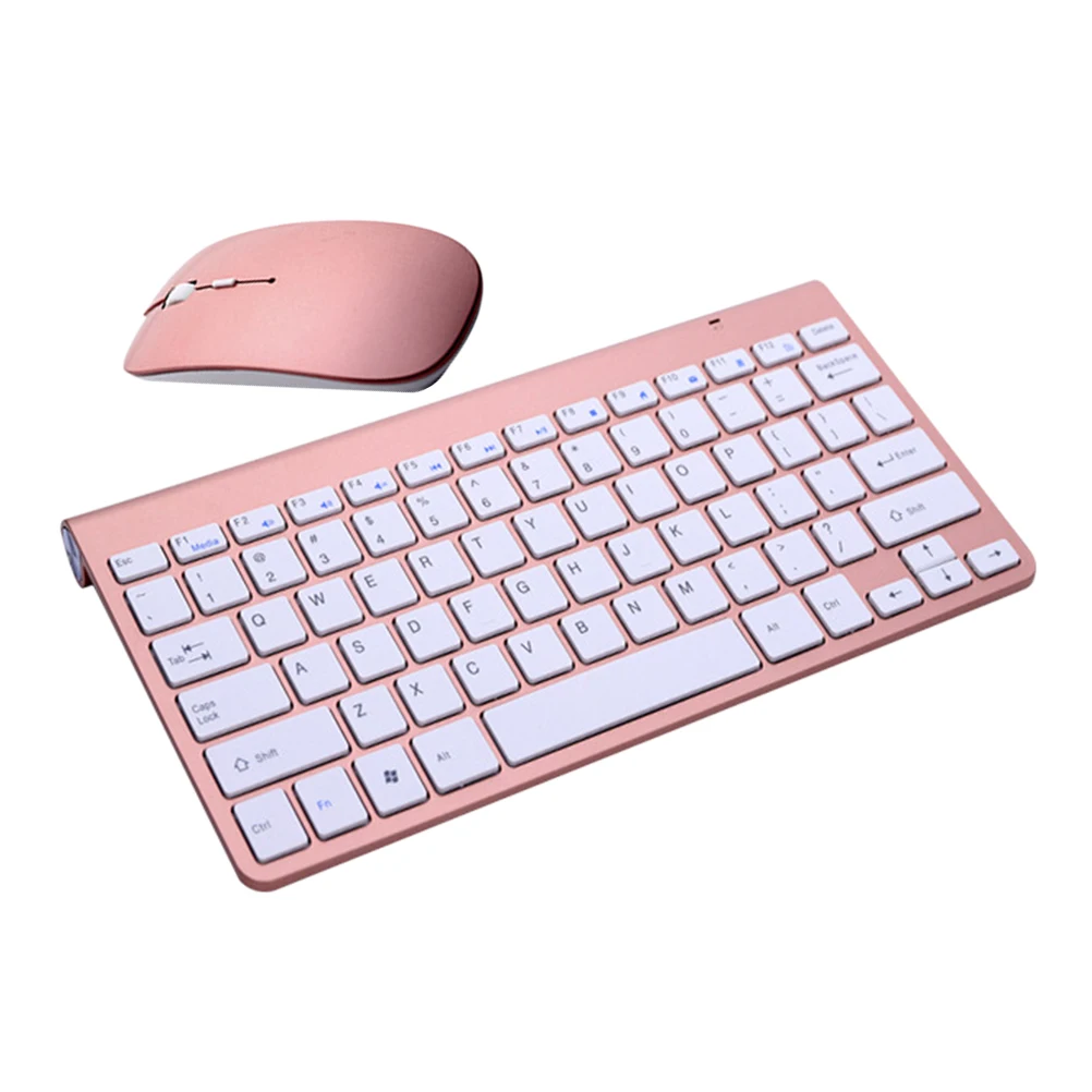 

2.4G Mini Keyboard Wireless Keyboard Ultra-thin Keyboard with Mouse for Home Office (Rose Gold, Without )