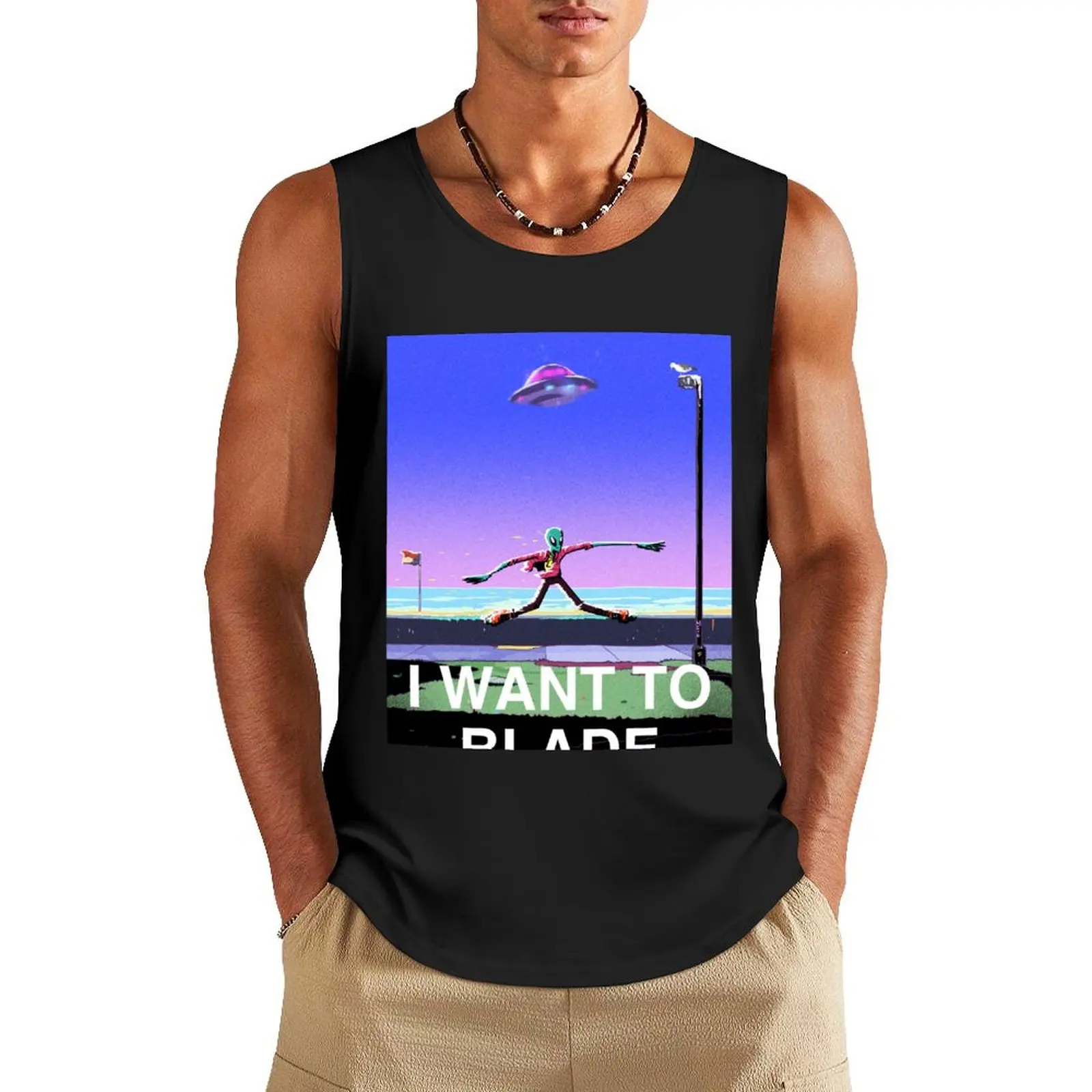 I WANT TO BLADE Tank Top Men's summer t-shirt Vest