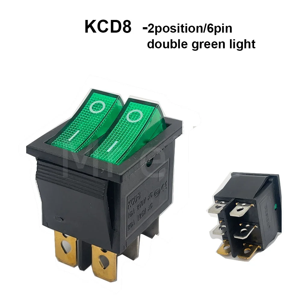 KCD8 6PIN  Rocker Switch Power Switch Duplex  ON-OFF 2Position 6 Pins With Light 16A 250VAC/ 20A 125VAC