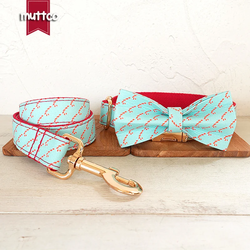 MUTTCO this dog collar with a candy cane pattern printed CHRISTMAS CANDY CANES creating a cheerful and sweet feeling UDC219