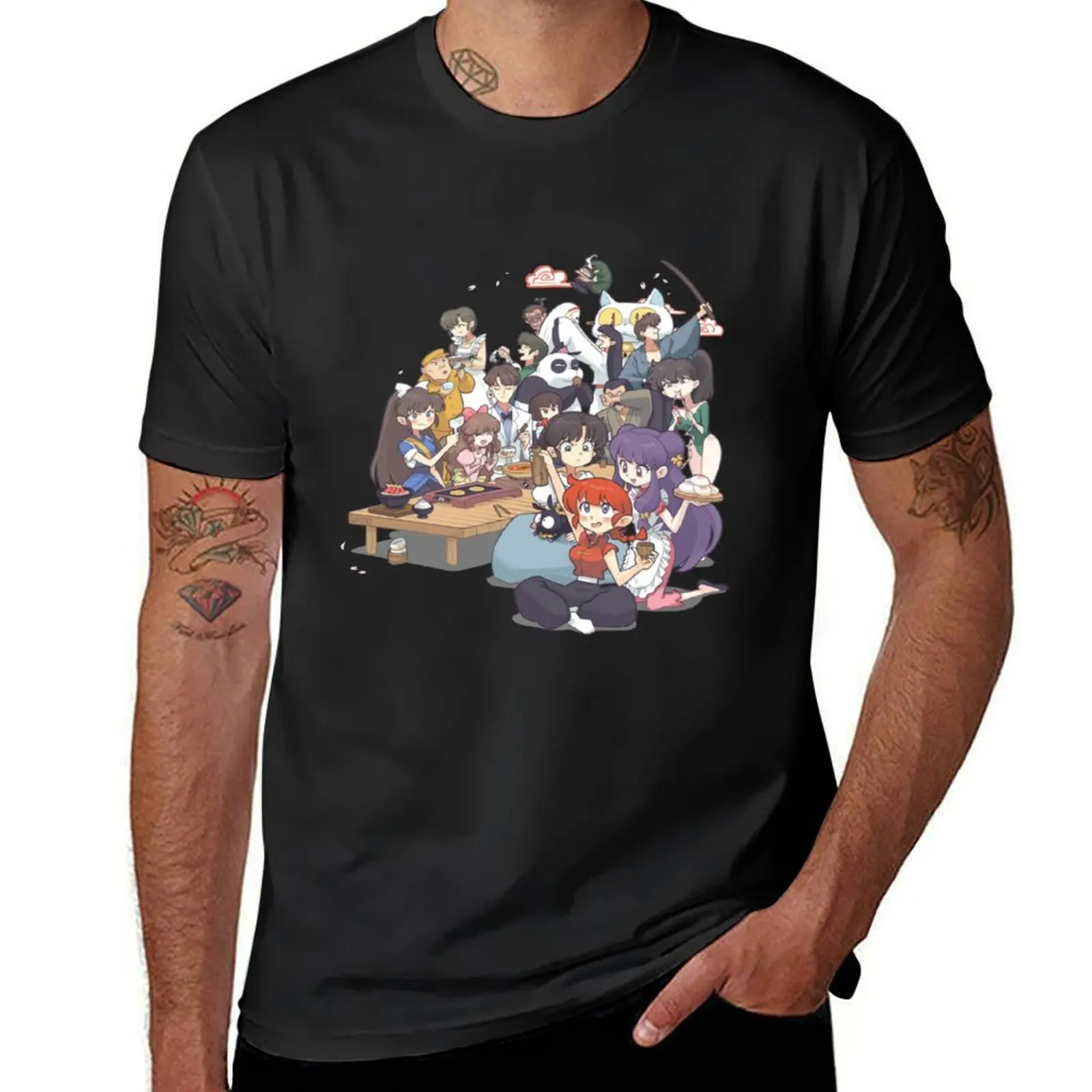 Ranma and friends - Ranma 1/2 Anime T-Shirt quick drying Aesthetic clothing mens funny t shirts