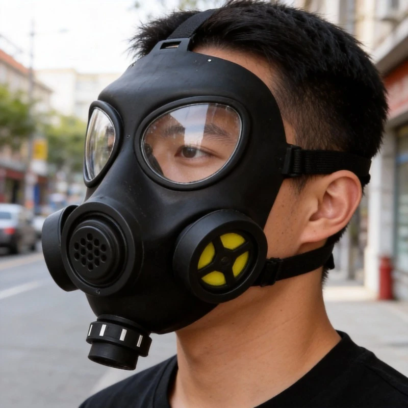 

Противотуманная полнолицевая пластиковая маска в стиле газовой маски с двойным вентилятором для Хэллоуина, косплея Resident Evil, реквизит для полевых игр CS