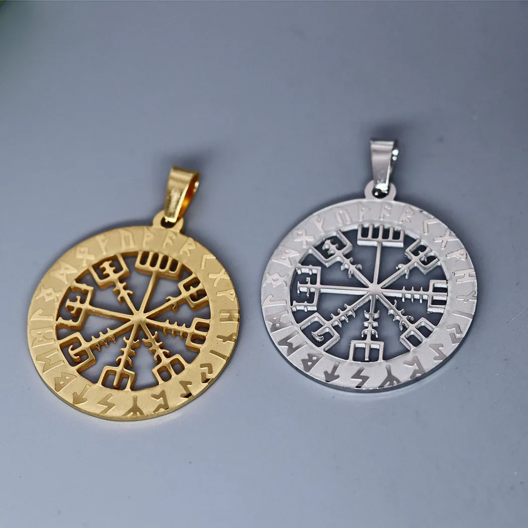 2 sztuk Punk Nordic Vegvisir kompas Charms Rune wisiorki ze stali nierdzewnej do tworzenia biżuterii Handmade akcesoria luzem