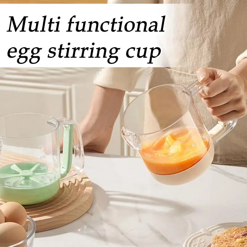 Egg Mixing Cup Cream Stirring Cup With Scale Household Blending Tool Multifunctional Hand Push Mixer For Family Baking & Party