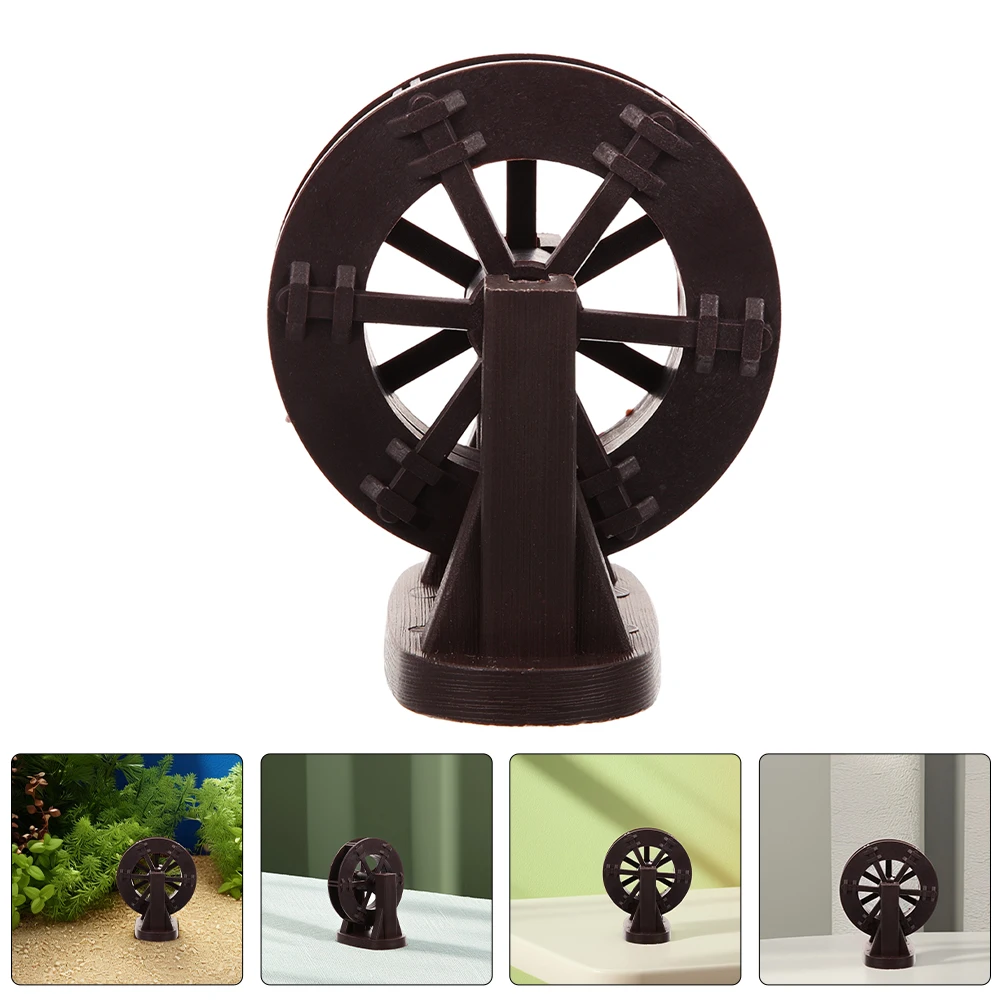 

Water Wheel Ornaments Fountain Miniatures Desktop Landscape Tank Indoor Decor ABS Plastic Fish Safe Home Office Garden Statue