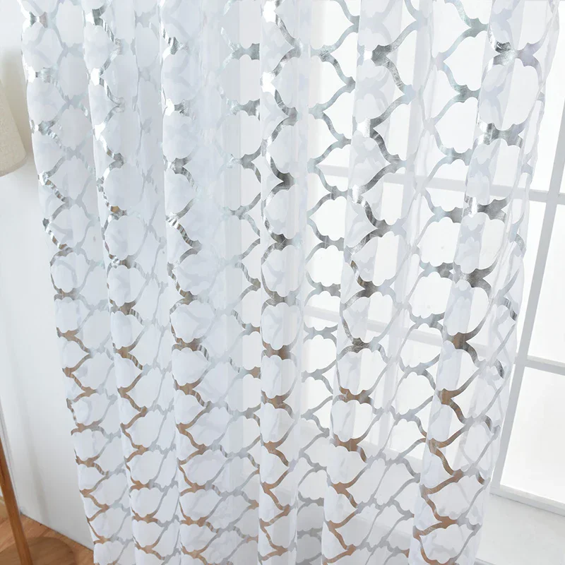 Hot Stamping Curtain Luxury Curtains for Living room Vertical Curtains silver tulle wedding decoration curtain cortinas