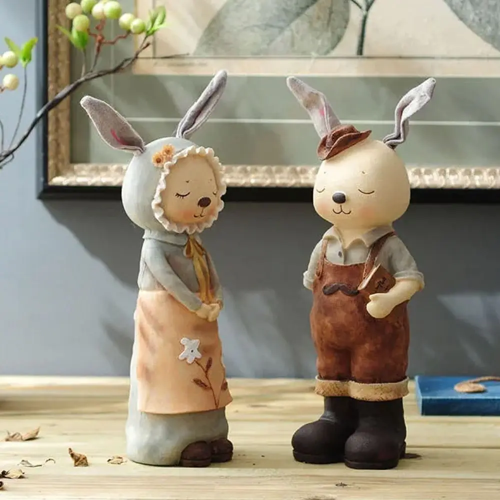 

Mini Easter Bunny Statue Cute Resin Crafts Mini Rabbit Figurine European Pastoral Rabbit Desktop Ornament Home Office Decoration