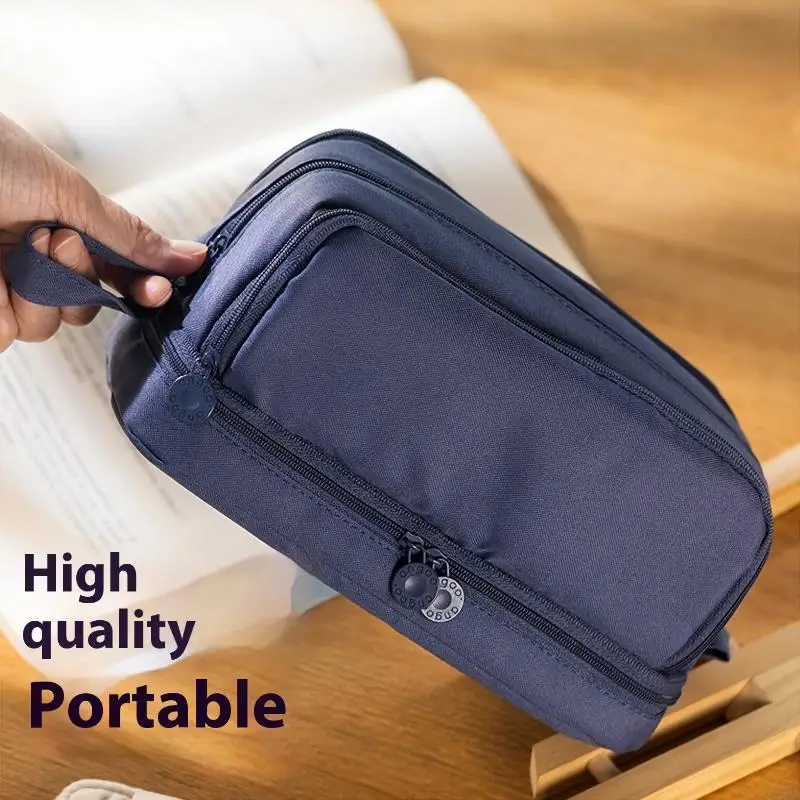 مقلمة متعددة الطبقات ذات سعة كبيرة بألوان معكرونة - مثالية للطلاب وتنظيم القرطاسية المدرسية