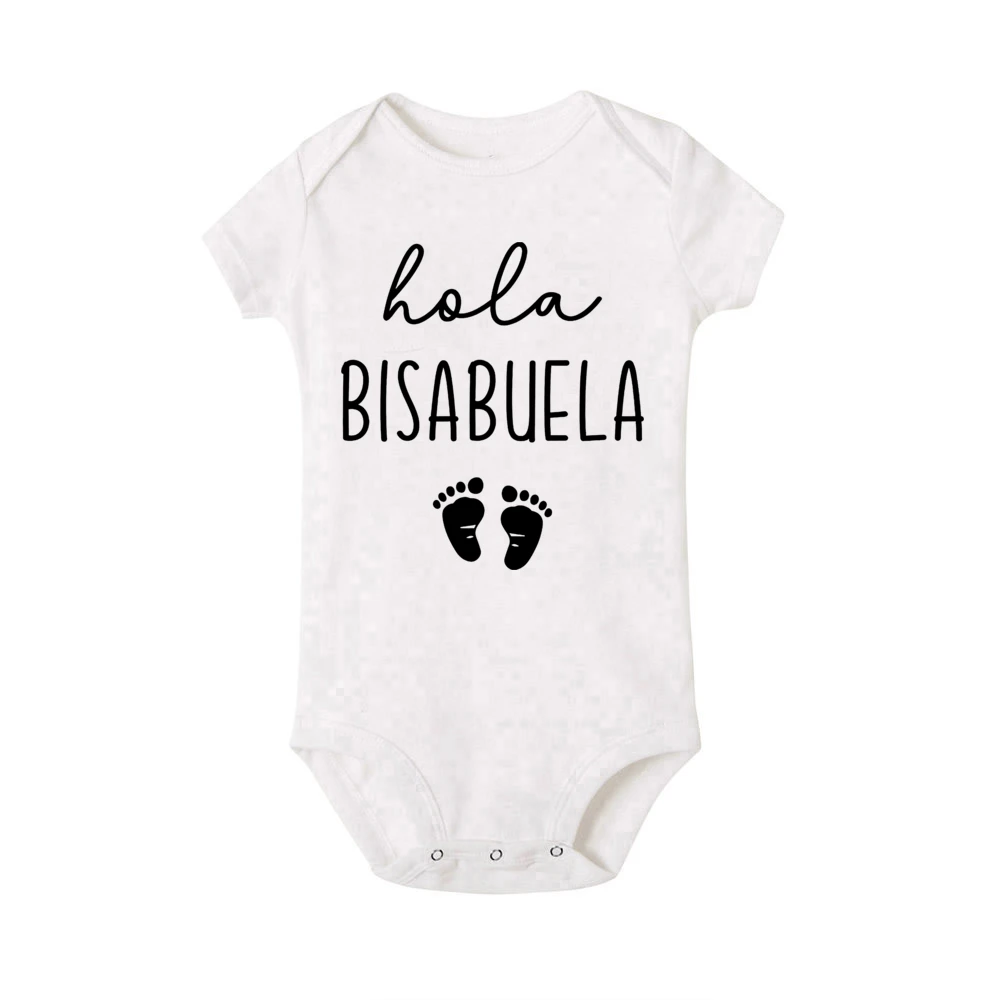 Hola Abuela Abuelo Tio Tia Spanische Baby-Neugeborenen-Bodys, Strampler, Ankündigung, Schwangerschaft, Envea-Kleidung, Oma, Opa, Geschenke