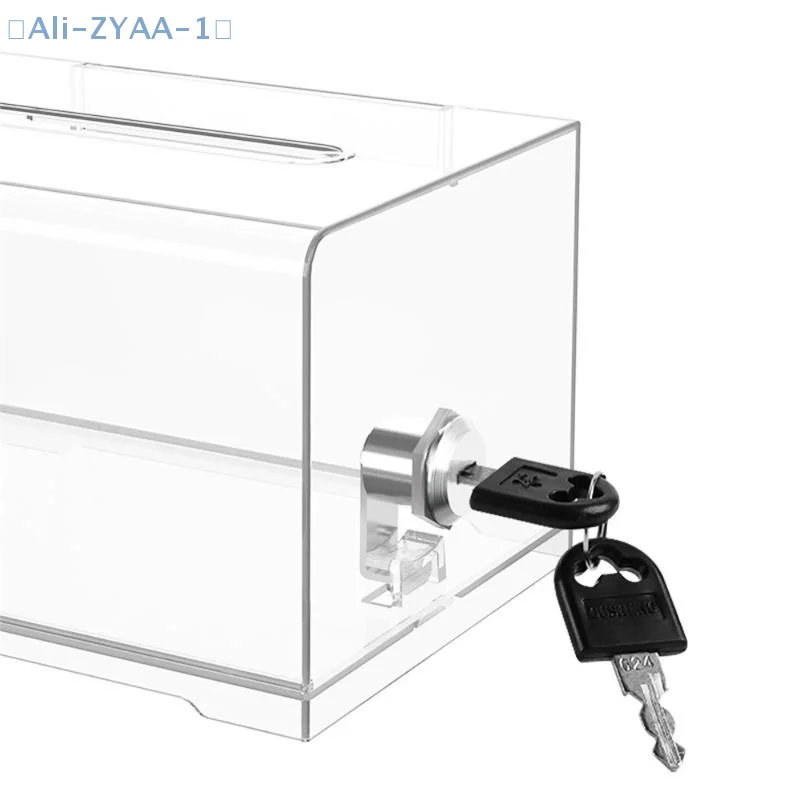 【ZYAA-1】Plastic Container With Lock And Sign Holder Suggestion Box Acrylic Solid Ballot Box Durable Tip Jar Voting