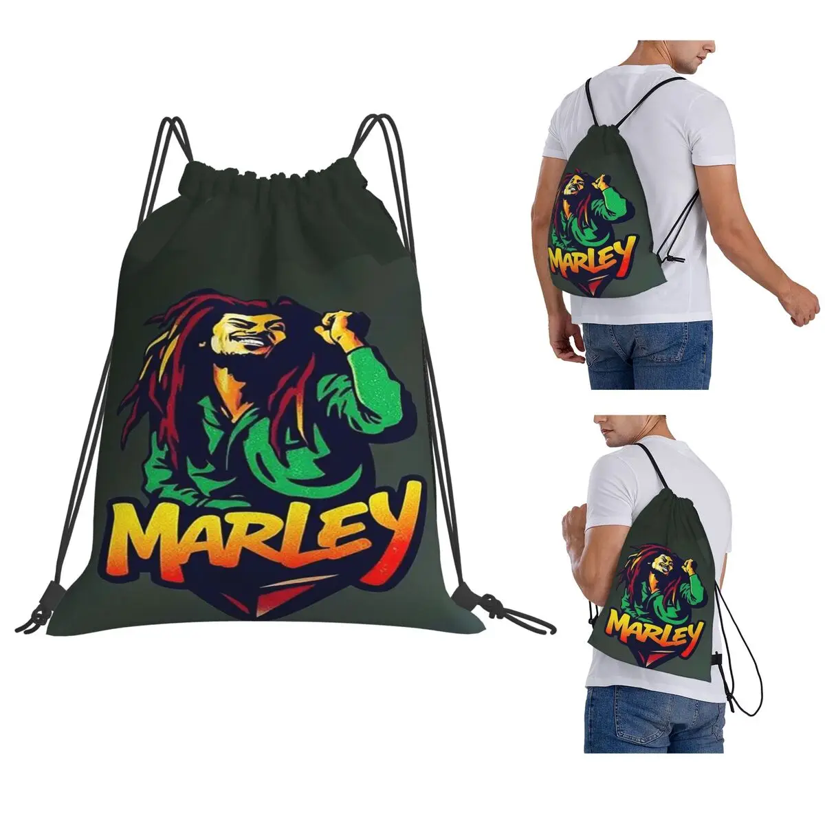 Bob Marley Reggae Backpacks Casual Drawstring Bags Sports Bag Book Bags for Man Woman Students