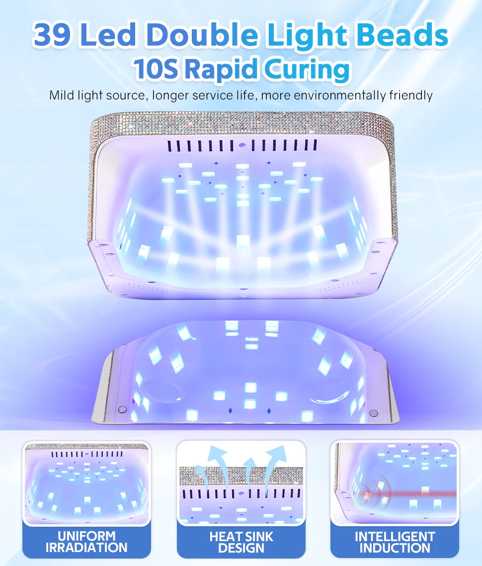 39LEDS 네일 램프 33W 충전식 네일 드라이어 터치 스크린 4 타이머 네일 아트 매니큐어 램프 UV 캐빈