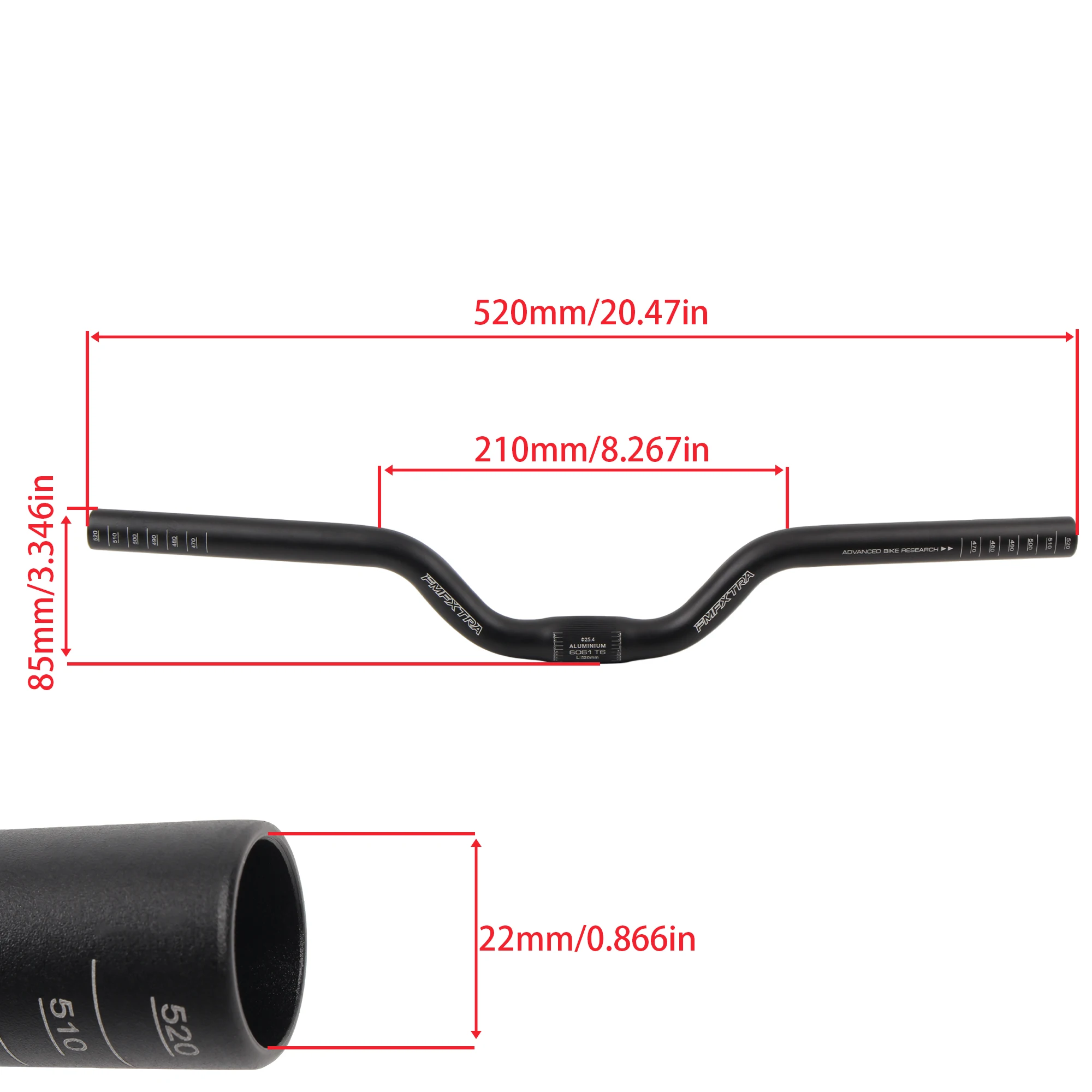 Motorcycle Aluminum Rise Handlebar Bike Handle Bar 520mm For Folding Bike Mini Scooter Dirt Pit Bike Modification Parts