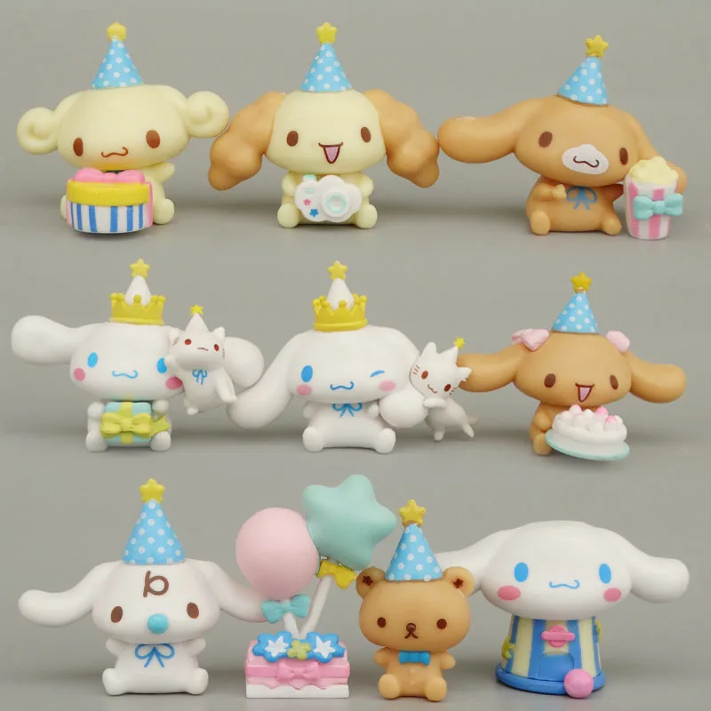 

8pcs/set Sanrio Cinnamoroll Birthday Cake Decoration Sanrio Figure Kawaii Toys Birthday Party Children Girls Boys Surprise Gifts