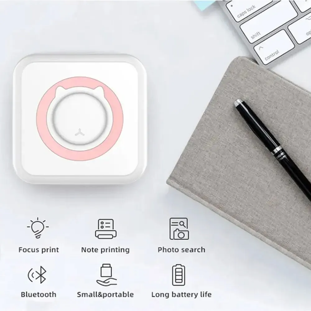 Mini Printer Portable Thermal Stickers Paper Inkless Bluetooth Wireless Impresora Android IOS Portable Label Printer image 3