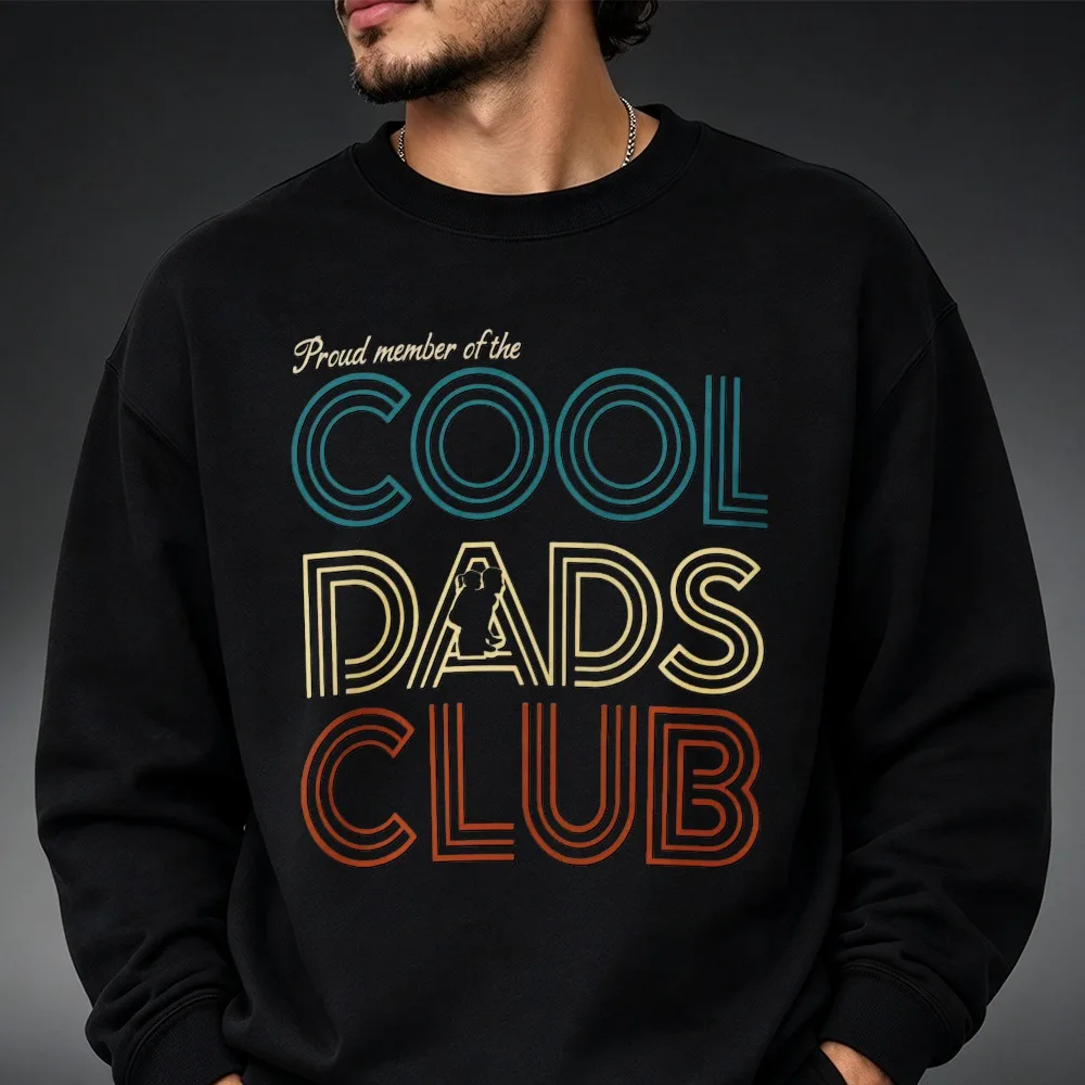 Proud Member of The Cool Dads Club Sweatshirt Retro Multicolor Line Letter Print Pullover Casual Father's Day Gift Sweatshirt