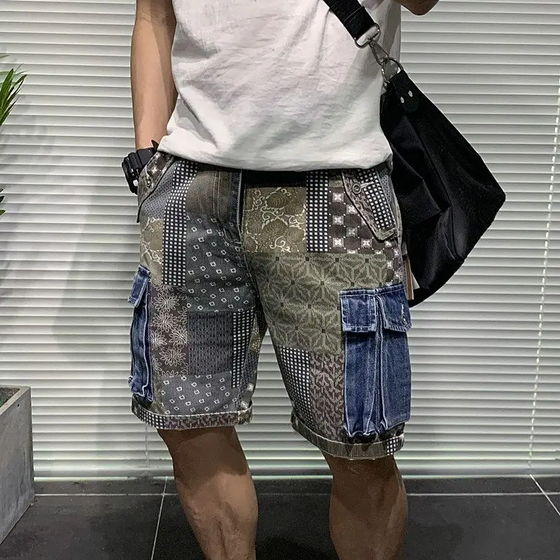 

Men's Summer Cargo Shorts Denim Camo Knee Length Casual Multiple Pockets Streetwear