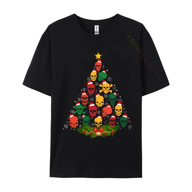 

Xmas Matching Outfits For Holiday Skull Christmas Tree T-Shirts Crew Neck Cotton T Shirt Classic Tees Gift Idea Clothes