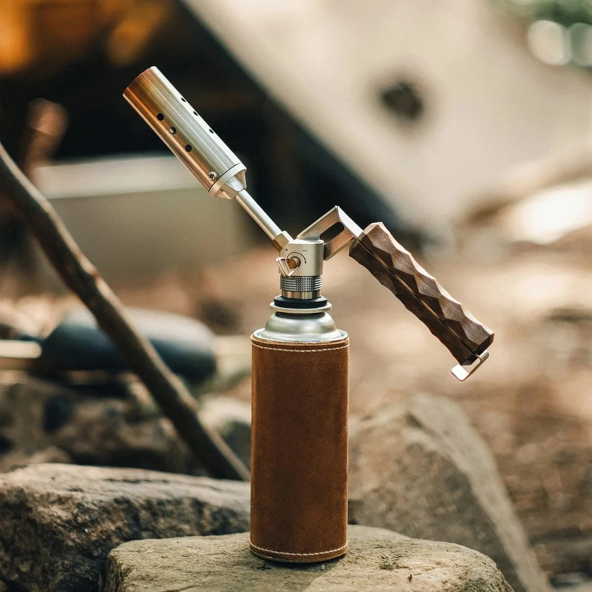 

Outdoor Wood Handle Easy ignition Foldable Invertible Camping Gas Torch Charcoal Igniter gun Folding Lighter Burner Flame Tool