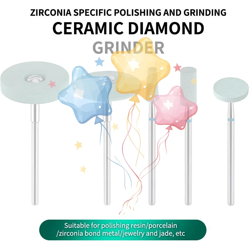 Green Ceramic Diamond Polishing Stone Grinder, 2.35mm Shank Coarse Grit Polishing Head For Finshing