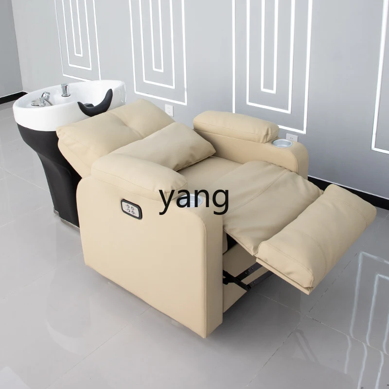 Yjq hair salon shampoo bed rotatable hair salon half lying ceramic shampoo bed