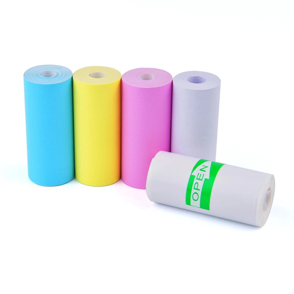 5Rolls 57x25mm Printer Thermal Paper Rolls Photo Paper Colorful Self-adhesive Sticker Paper for Mini Portable Thermal Printer