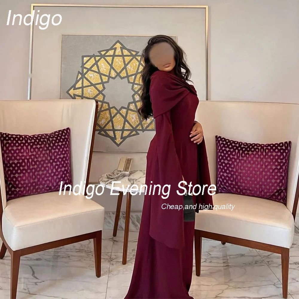 Indigo Elegant Evening Dress Mermaid Long Sleeve Off The Shoulder Pleat Woman Party Prom Gown Formal فساتين السهرة Customized