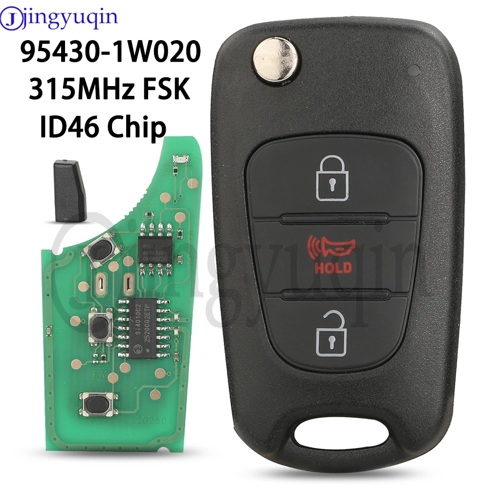

jingyuqin 95430-1W020 ID46 Chip 315MHz FSK Folding Flip Remote Car Key Fob Control For Kia Rio 2014 TQ8-RKE-3F02 5074A-RKE-3F02