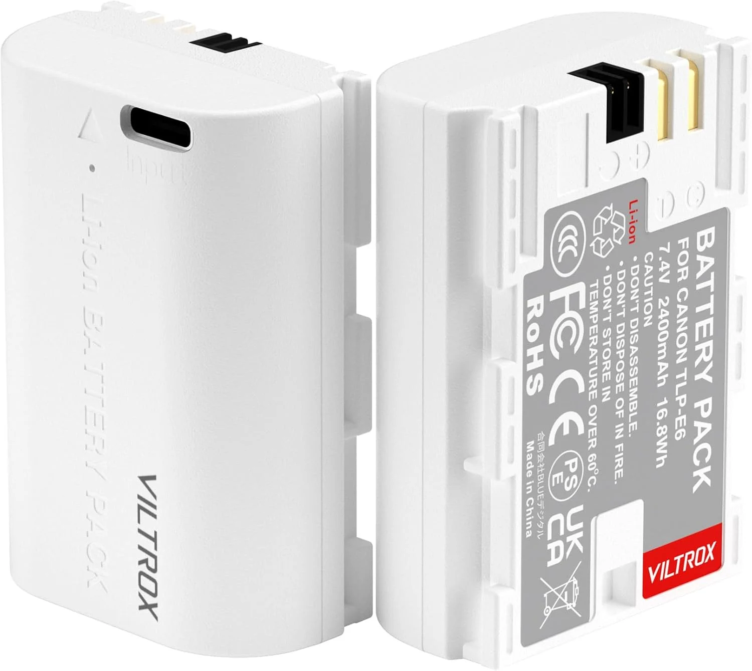 

LP-E6 LP-E6N Camera Battery, 7.4V 2400mAh 16.8Wh, USB-C Fast Charging, Rechargeable Camera Battery Compatible with Canon Camera