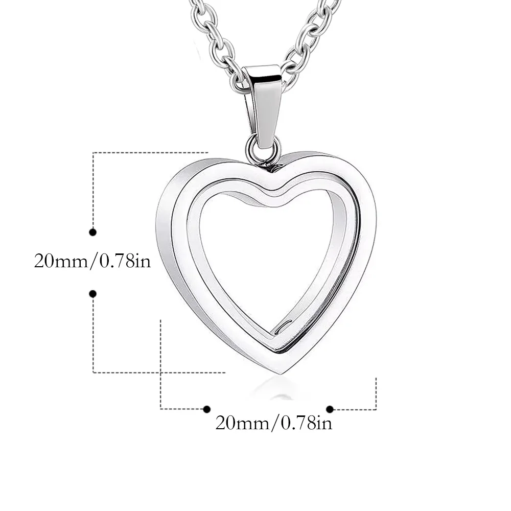 Glass of Heart Cremation Jewelry Necklace for Ashes Heart Memorial Lockets for Ashes Stainless Steel Keepsake Urn Ashes Pendants