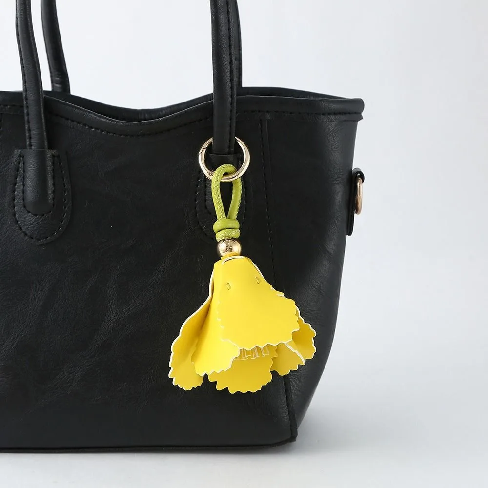 Trendy Hanger Pu Leather Tulip Pendant Colorful Fashion Bag Charm Creative Pu Flower Keychain Women