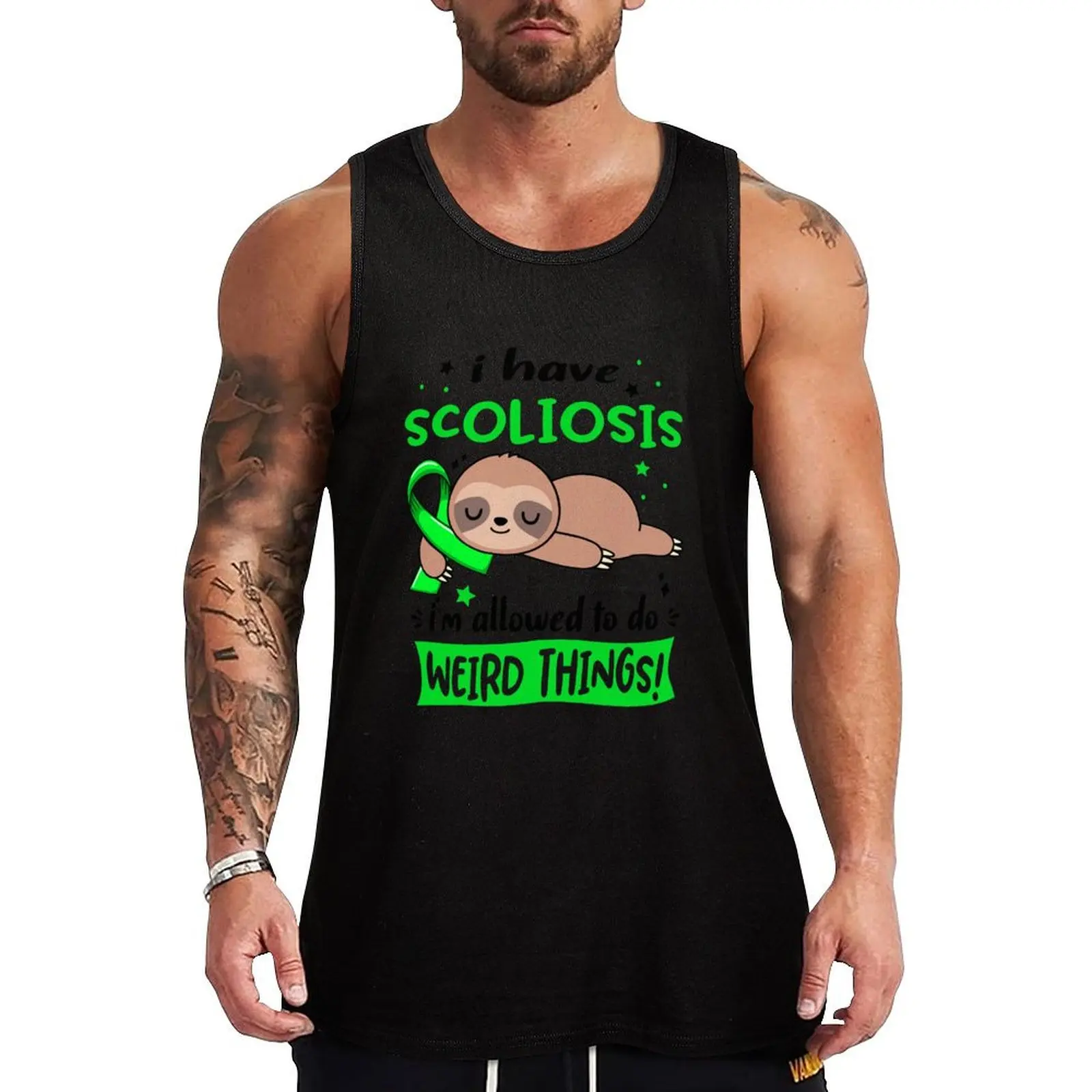 Scoliosis Awareness Funny I have Scoliosis i'm allowed to do Weird Things! Tank Top anime t-shirts male top Men's cotton t-shirt