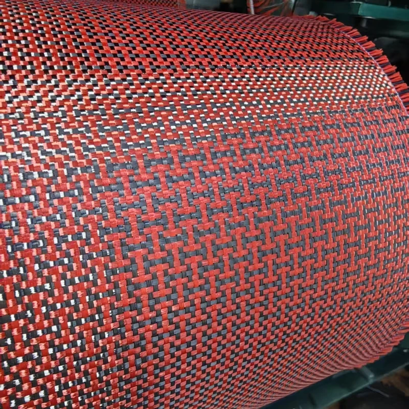 

1100D /3K 210gsm Red Kevar & Carbon fibermixed Fabric Piain Hybrid Carbon Kevlar Cloth 100cm*50cm a slice