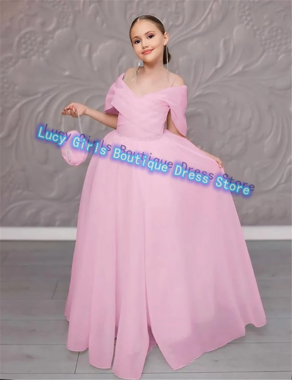 Elegant Customized Color Flower Girl Dress First Communion Gown Floor-Length Pageant Wedding Kids Bridesmaid Birthday Gowns